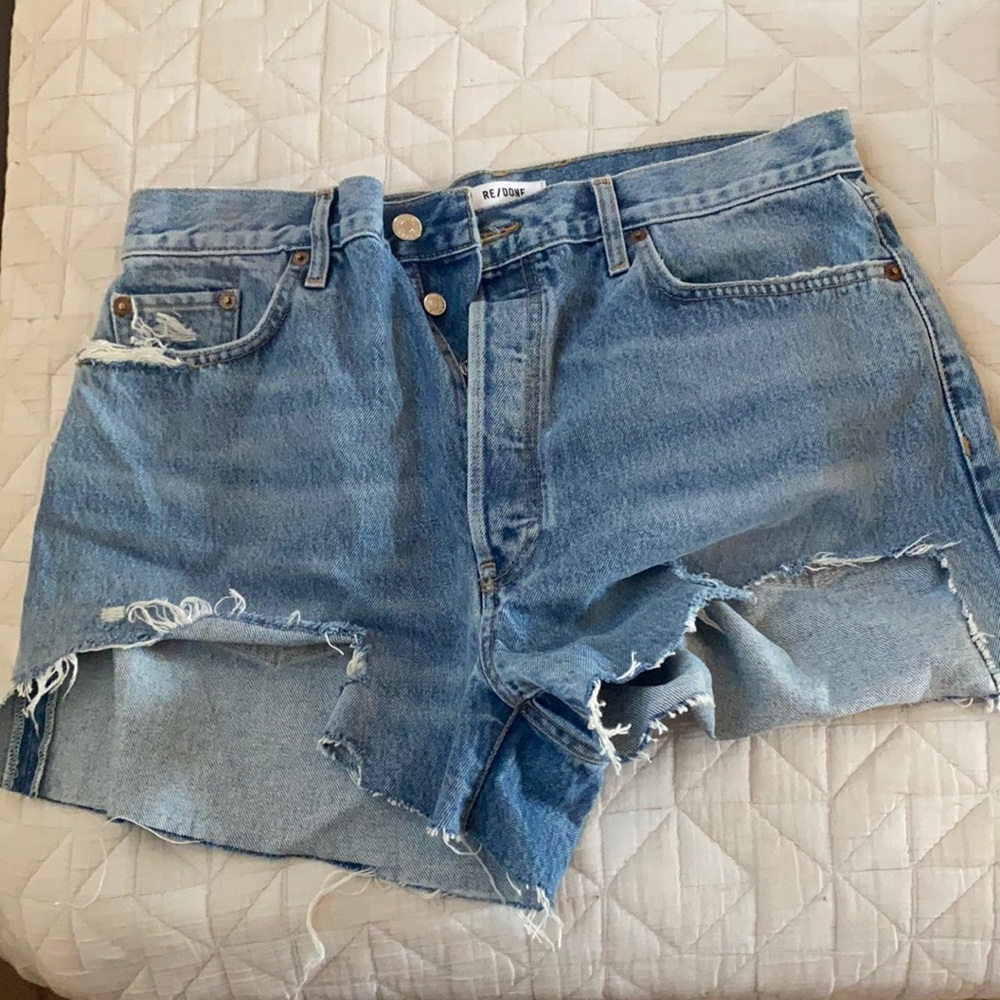 Re/done high wasted denim shorts